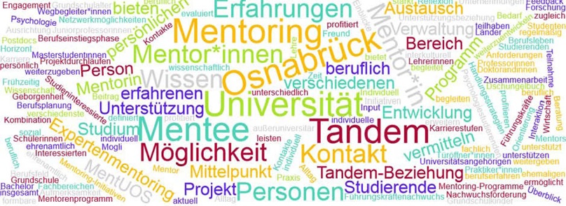 Wordcloud Mentoring. Gestaltung: Friederike Barczak