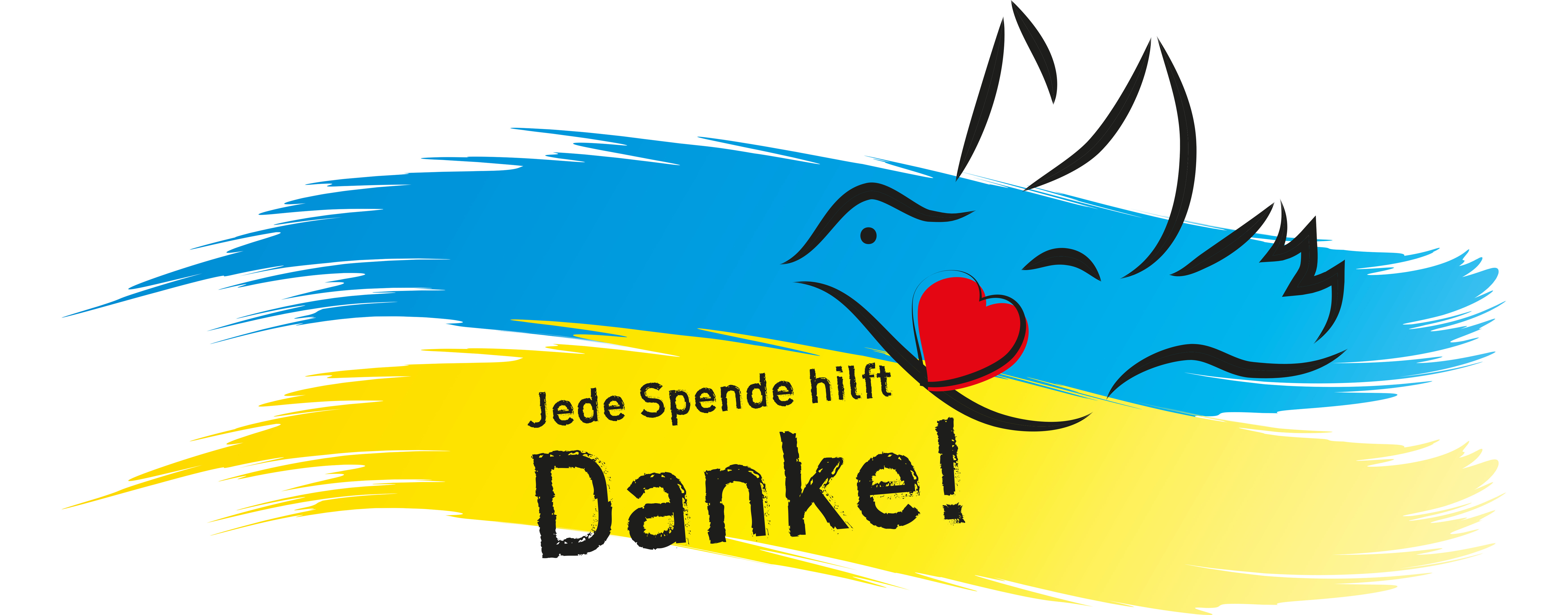 Spenden für die Ukraine - Flagge mit Friedenstaube